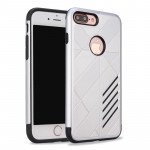 Wholesale iPhone 7 Plus Dual Layer Armor Hybrid Case (Silver)